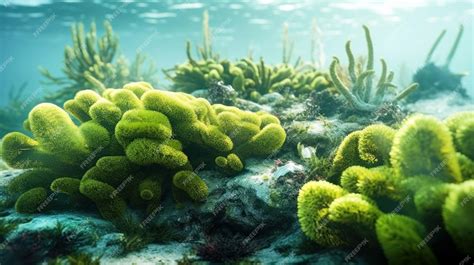 Premium AI Image | Algae that dominates the ocean due to pH changes and imbalance in the aquatic ...