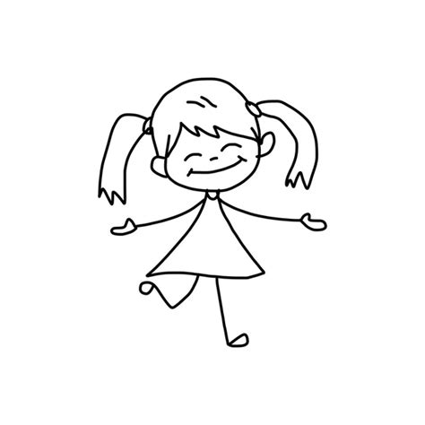 Cartoon dress drawing | Hand drawing cartoon of happy girl in dress ...