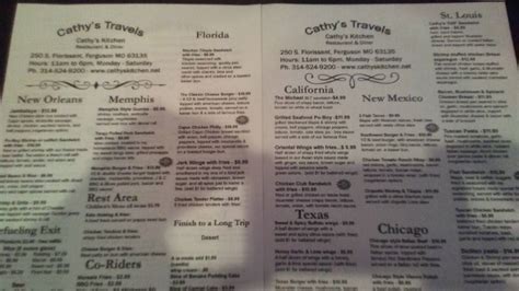 Menu at Cathy's Kitchen restaurant, Ferguson