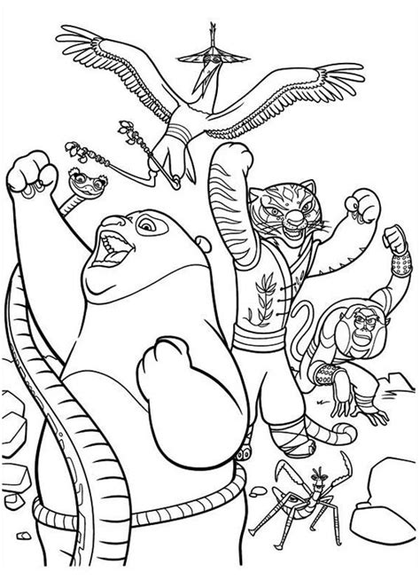 Po And The Furious Five Victory In Kung Fu Panda Coloring Page : Kids Play Color