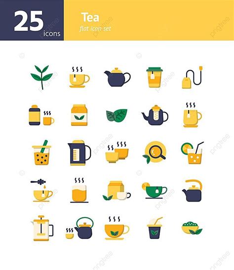 Tea Flat Icon Set Boba Bag Matcha Vector, Boba, Bag, Matcha PNG and Vector with Transparent ...