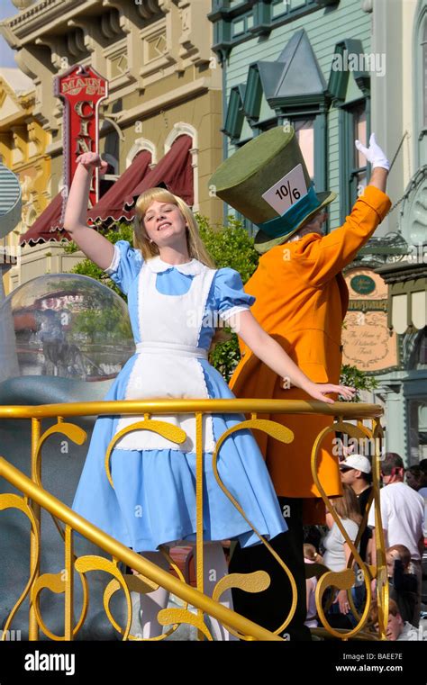 Alice in Wonderland in Parade at Walt Disney Magic Kingdom Theme Park Orlando Florida Central ...