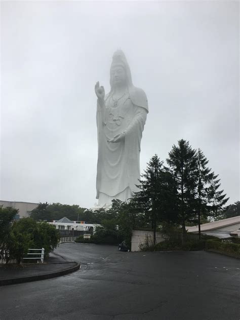 Sendai Daikannon statue. The fog added to the creepy and it’s owned by a cooperation which doesn ...