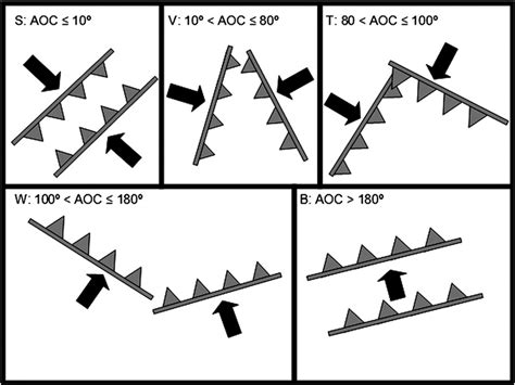 Diagram of all five AOC types. Cold-front symbols represent the OBs ...