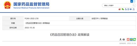 《药品召回管理办法》政策解读-中国质量新闻网