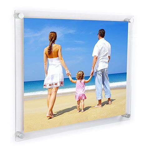 NIUBEE Clear Acrylic Wall Mount Floating Frameless Picture Frame Up to 16x20 Photo for Poster ...