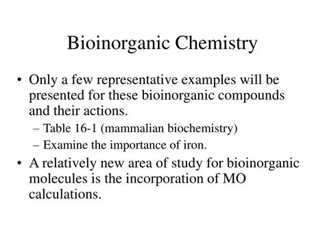 PPT - Bioinorganic Chemistry PowerPoint Presentation, free download - ID:500587