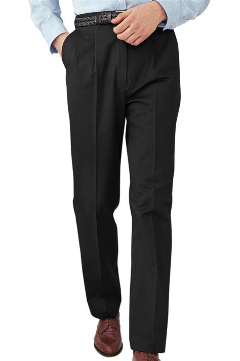 Men's all cotton pleated front work pants in black