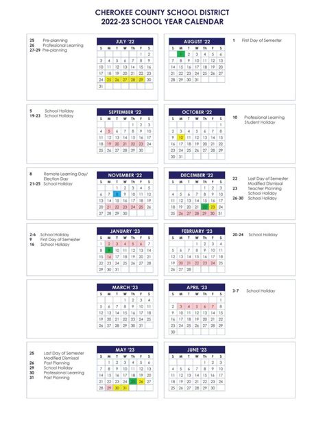 Cherokee County School District Calendar 2022-2023