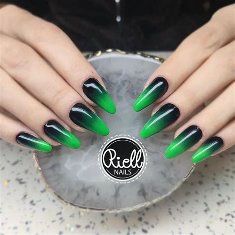 Neon Green And Black Nails