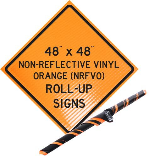 48" x 48" Roll-Up Signs – Non-Reflective Fluorescent Orange Vinyl ...