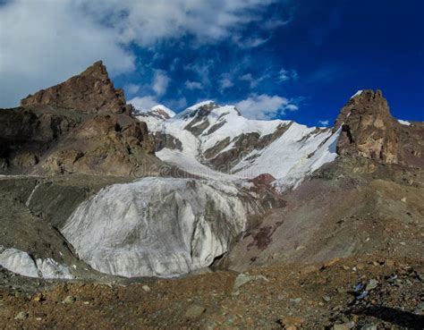 High Snow Mountain Glacier at a Summit in Tian Shan Stock Photo - Image of climbing ...