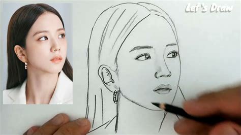 VERY EASY ,real time drawing kim ji soo blackpink kpop girlband from ...