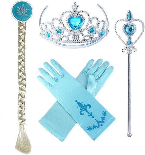 YaphetS Princess Elsa Dress Up Accessories,4 Pcs Girl’s Jewelry Dress Up Play Set,Included ...