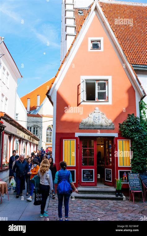 The smallest house in the medieval Old city. Tallinn, Harju County ...