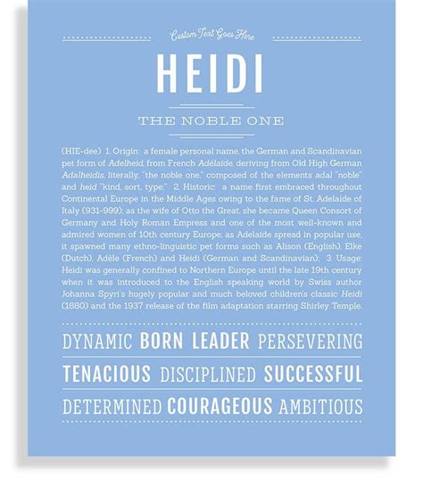 Heidi | Name Art Print | Personalized art print, Descriptive words ...