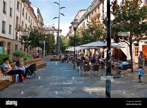 Part of the Old Town, San Sebastian, Spain, filled with open-air bars ...