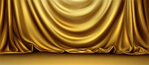 Realistic golden curtain background on stage 23869683 Vector Art at ...