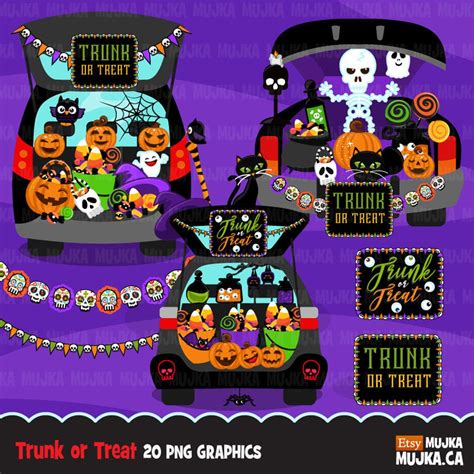 Trunk or Treat Clipart Halloween Clipart Trunk or Treat - Etsy