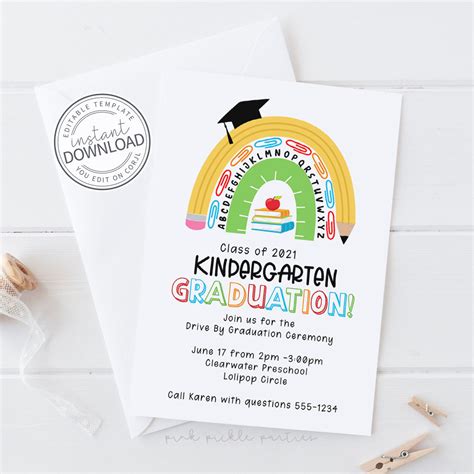 Preschool Graduation Invitation School Rainbow Invitation - Etsy