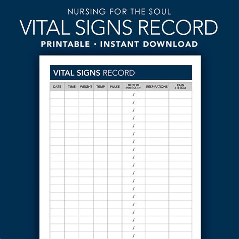 Vital Signs Form Vital Signs Vital Signs for Caregivers Vital Sign Record Printable Editable ...