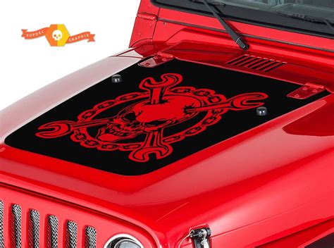 Jeep Wrangler (1999-2006) Custom Vinyl Hood Decal Kit - Skullwrench