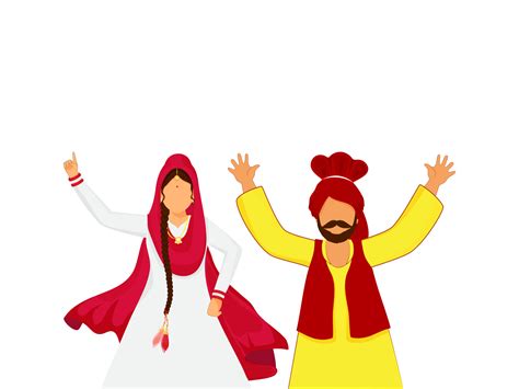 dibujos animados punjabi Pareja haciendo bhangra en blanco antecedentes ...