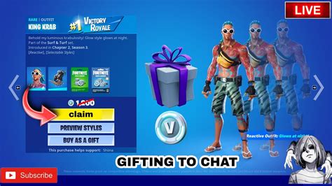 LIVE How To Get King Crab Skin For FREE & Gifting (5/16/22) (Fortnite ...