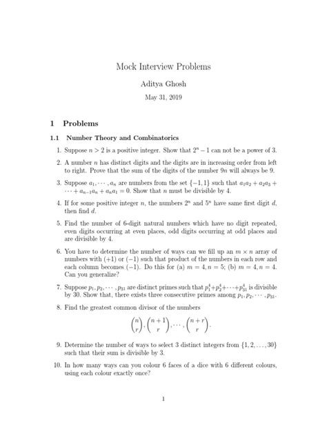 Mock Interview Problems | PDF | Continuous Function | Triangle