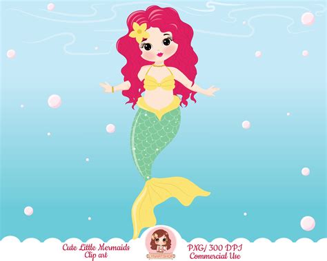 Mermaid Clipart Cute Mermaid Clipart Cute Mermaids Clip Art - Etsy