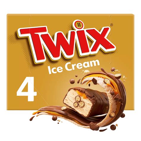 Twix Chocolate & Caramel Ice Cream 4pk | Ice Cream Cones, Sticks & Bars | Iceland Foods