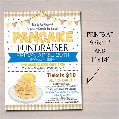 Pancake Breakfast Fundraiser Event Flyer Printable Template – TidyLady Printables