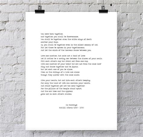 Kahlil Gibran Printable Love poem 'On Marriage' | Etsy