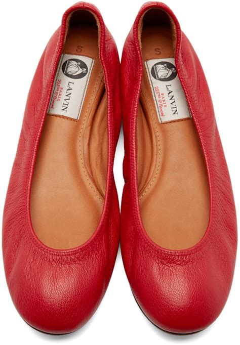 Lyst - Lanvin Red Leather Ballerina Flats in Red