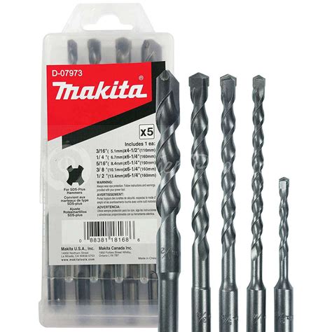 Makita 5 Piece - SDS-Plus Drill Bit Set For Rotary Hammers In Concrete