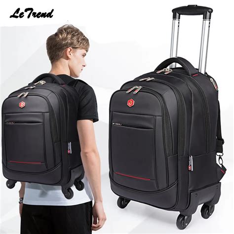 Letrend Rolling Luggage Spinner Backpack Shoulder Travel Bag High ...