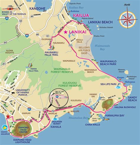 Lanikai Kailua Beach Hawaii Moped & Scooter Rental Tour Map | Kailua beach, Hawaii beaches ...