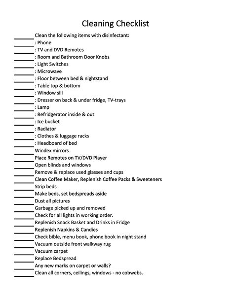 Nursing Home Housekeeping Checklist Template