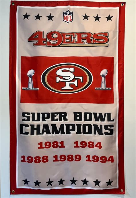 San Francisco 49ers Super Bowl Championship Banner Flag Wall Art - Etsy