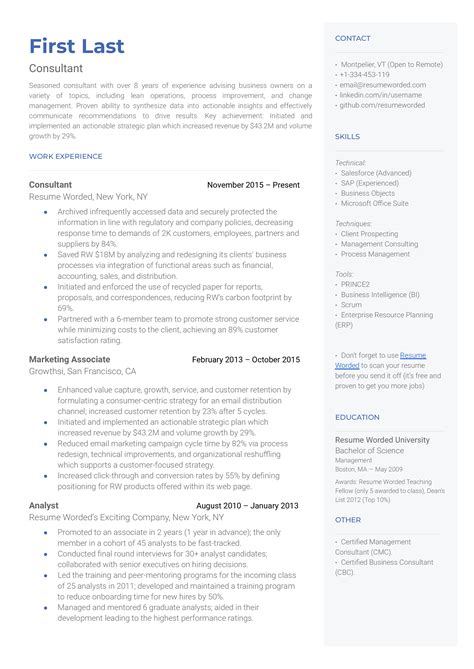 Consulting Resume Template