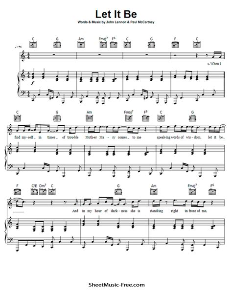 Let It Be Sheet Music Beatles - ♪ SHEETMUSIC-FREE.COM