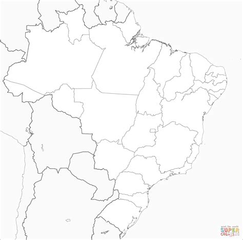 Brazil Map Coloring Page : Brazil Coloring Page Brazil Map Line Vector ...