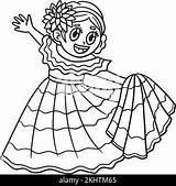 Mexican Girl Isolated Coloring Page For Kids Stock Vector Image & Art  sketch template