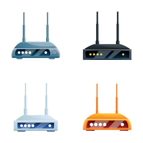 Router icons set cartoon vector. Wireless wi fi router 34382491 Vector ...