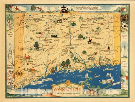 Historic Map : Historical Map of the State of Connecticut, 1937 - Vint ...