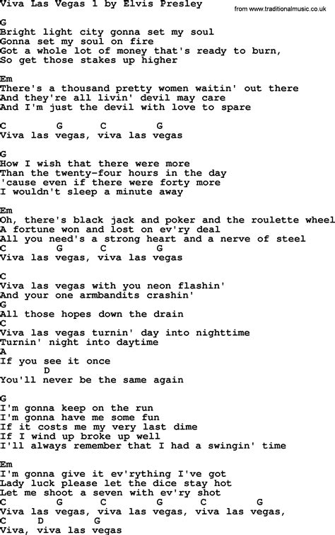 Viva Las Vegas 1, by Elvis Presley - lyrics and chords