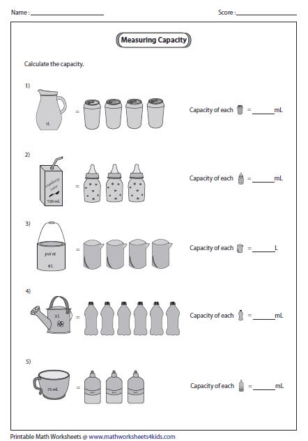 Capacity Worksheets | Capacity worksheets, Volume worksheets, Worksheets