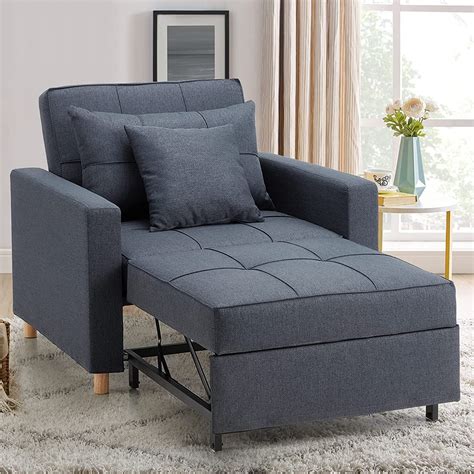 YODOLLA 3-in-1 Convertible Sleeper Sofa Bed Chair, Dark Grey