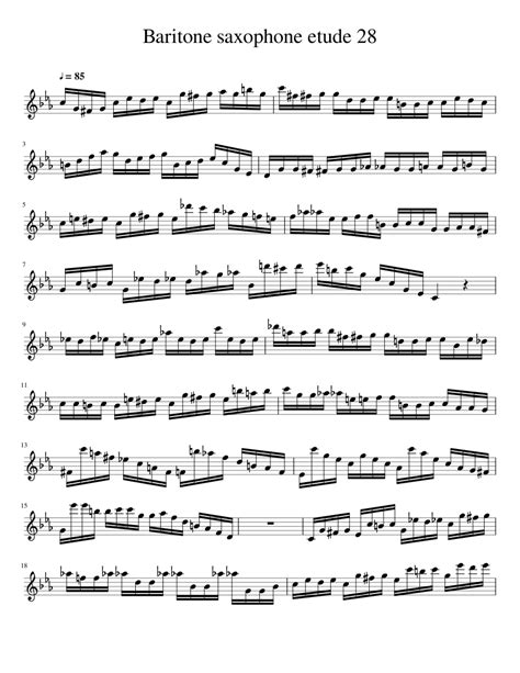 Baritone saxophone etude 28 Sheet music for Baritone Saxophone | Download free in PDF or MIDI ...