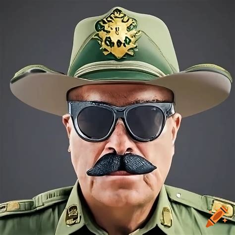 Texas border patrol officer with sunglasses and mustache on Craiyon